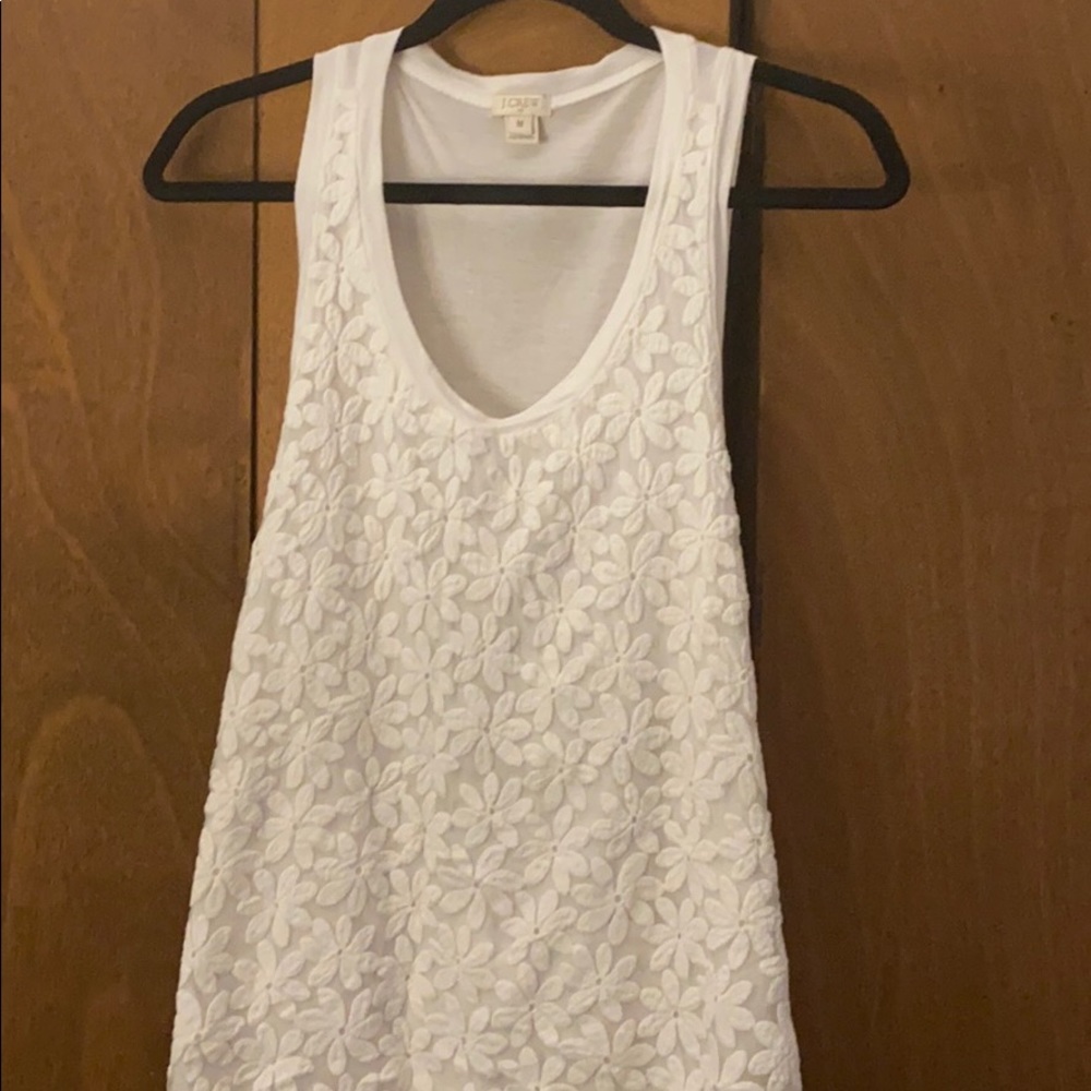 J. Crew floral white tank top